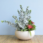 Arranjo De Folhagens Artificiais No Vaso Off-white |formosinha